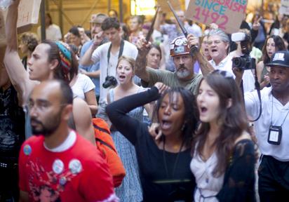 Wall Street occupiers march on Columbus Day