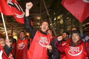 Joining in Portugal's one-day general strike in November 2010