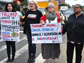 Activists protest Trump's new welfare restrictions for immigrants in New York City